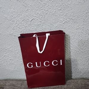 Gucci Maroon Shopping Bag Paper Tote with White Handles